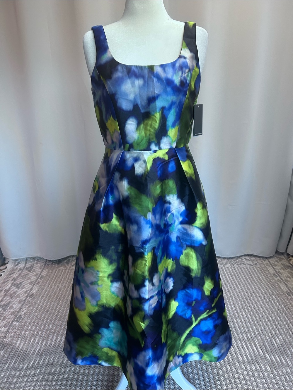 JULIA JORDAN Women’s Printed Square-Neck Sleeveless Midi Dress size 10